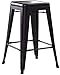 FDW Metal Bar Stools Set of 4 Counter Height Bar Stools 24 Inches Industrial Bar Chairs Patio Stool Stackable Backless Stool Indoor Outdoor Metal Kitchen Stools Bar Chairs (Black, 24
