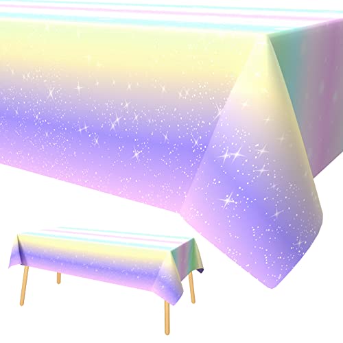 Regenbogen Tischdecken,Xinvery Einhorn Party Tischtuch Bunt Wasserdicht Plastik Tischdecke für Kinder Jungen Babyparty Party Dekorationen 137 x 274cm Cover