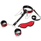 BEWISH Sex Bondage Sets Fesselset für Paare Hals Handgelenk Rückhalteset Brustwarzenklemmen Augenbinde mit 2 Handgelenksmanschetten Handschellen Spielzeug Toys