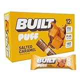 Built Bar, Puff Protein Bars, Salted Caramel Puff, 17g Protein Snacks, On-The-Go Bars, Only 140 Calories, 6g Sugar, Collagen, Gluten Free, 12 Count