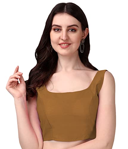 Image of Vihu Fashion Plain Sleeveless Pattern Readymade Blouse U Neck Choli