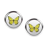 Material: Metall, Edelstahl-Dorn, Glas rund mit Cabochon-Schliff. Durchmesser 12mm