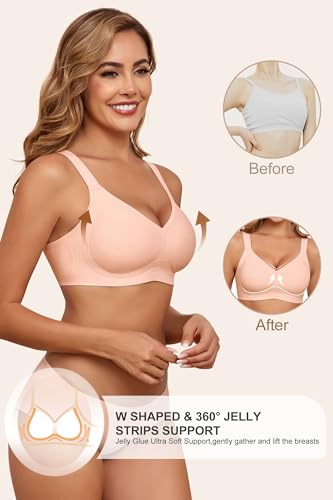 Image of HORISUN Wireless Bras for Women Soft Comfortable No Underwire T Shirt Bra Seamless Full Coverage Bras with Support