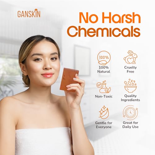 Ganskin Persimmon Soap Bar for Body Odor Control – Purifying Deodorizing Body Wash with Japanese Persimmon & Green Tea Extract for Eliminating Body Odor – Deodorant Soap for Skin Cleansing