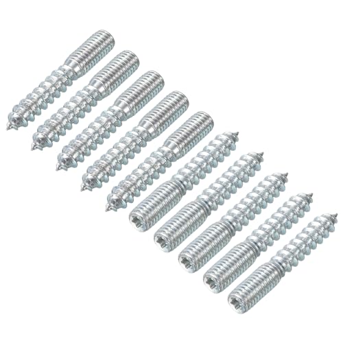 uxcell M8 Hanger Bolts Length 2"(50mm) Double Headed Bolts Self-Tapping Screw 8mm Wood Joint Furniture Legs 16pcs