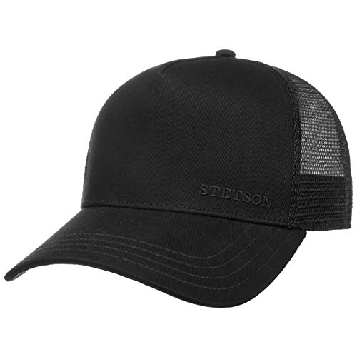 Stetson Classic Cotton Trucker Cap - Truckercap pánská/dámská - Basecap s bavlnou - One Size 56-60 cm - Meshcap jaro/léto - Baseballová čepice, Klasická černá., 56-60