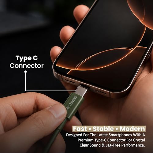 Image of AROMA HF1006 Type C Wired Earphone with HD Quality in-Line Mic,12mm Driver Hi-Res Wired