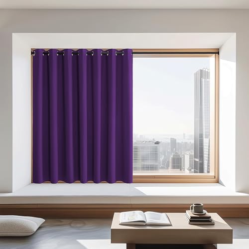 NICETOWN Royal Purple Blackout Curtains 72 inches Long, Grommet Privacy Window Treatment Thermal Insulated Room Darkening Sliding Glass Door Drape for Bedroom Living Room, 1 Panel, W100 x L72