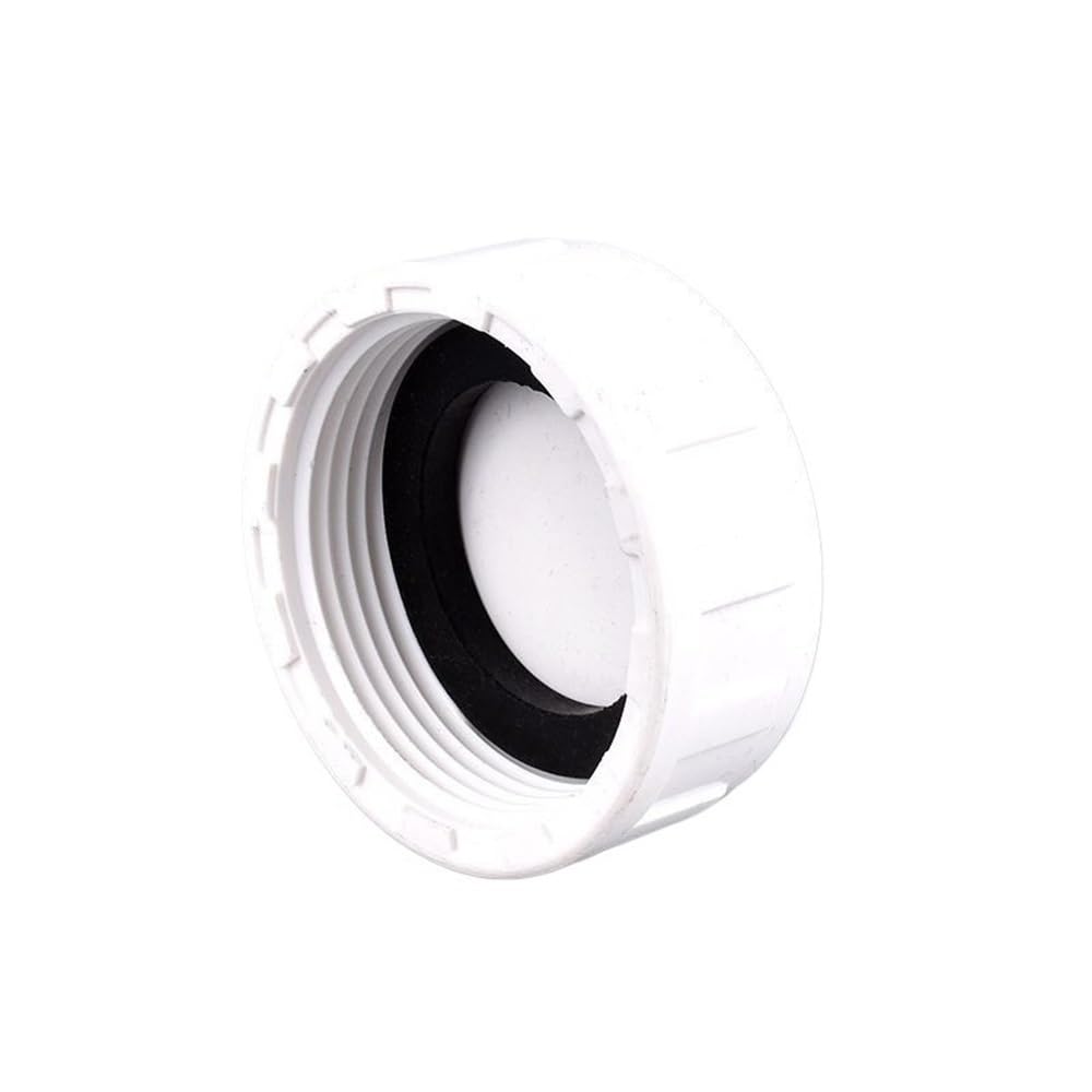 POQAX 2pcs PVC Pipe End Connector with Gaskets, PVC Female Thread Cap Connector, 20-63mm Water Pipe Plug(White,50mm)