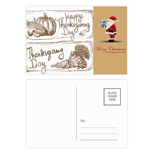 Cartes postales Thanksgiving Père Noël avec sceau gris pour accompagner vos cadeaux