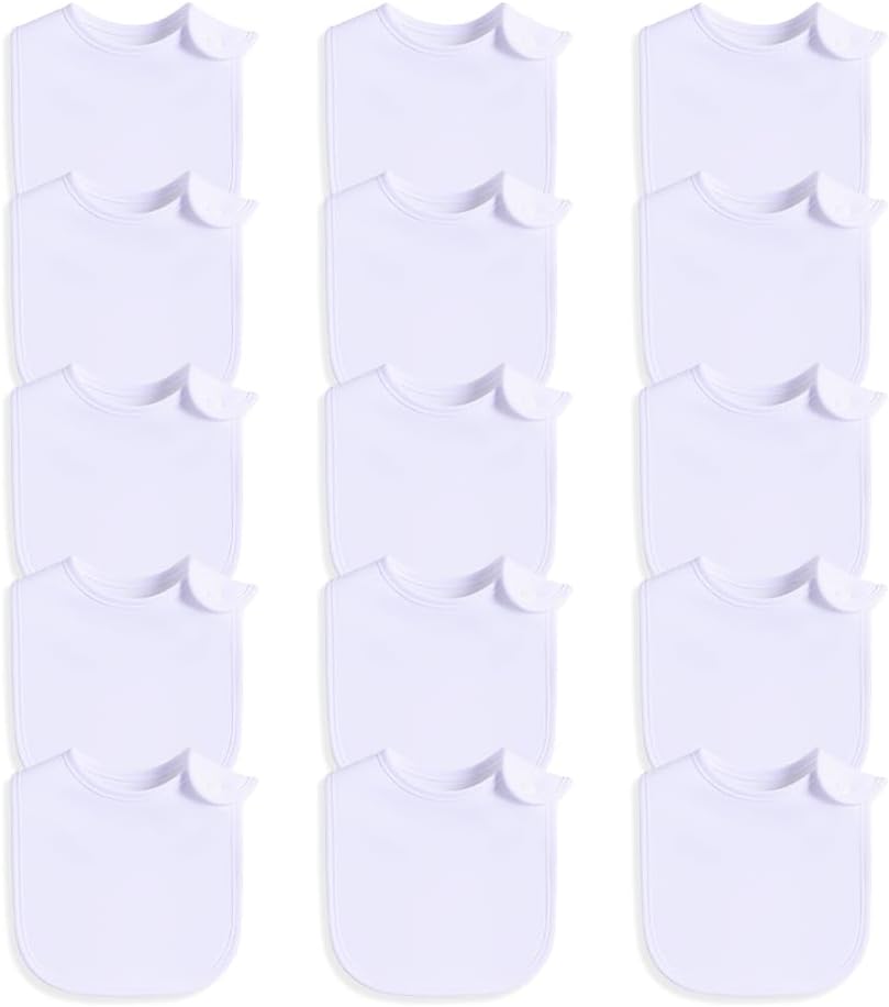 8 Pack Baby Bibs Unisex Adjustable with Snaps Ultra Soft Absorbent Drooling Teething for Boys and Girls