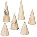 MyGift Wooden Ring Holder Set of 6 - Natural Wood Engagement & Wedding Jewelry Display Cone for Women, Men - Modern Triangular Freestanding Ring Organizer for Vanity, Retail (3 Sizes)
