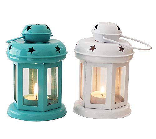 Image of TIED RIBBONS Set of 2 Hanging Lantern Tealight Candle Holder for Table Decoration - Decorations Items for Home Decor Office (Red and Yellow) - Decorations Items for Home Office - Gifts