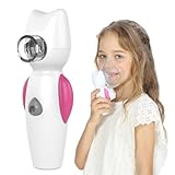FEELLIFE Nebulizador Bebe Portatil, Aerosoles Inhalador Niños con Función De Música, Nebulizador Inhalador Recargable para Tratamiento de Tos, Asma, Enfermedades Respiratorias-Rosa