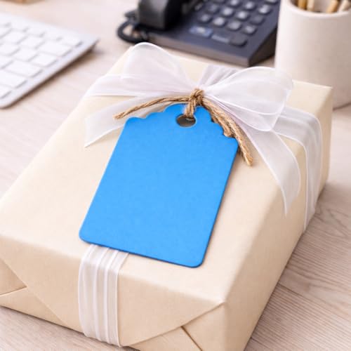 Image of CVANU 100pcs Premium Color Tag Blank Hanging with Pre-Punched Hole Tags for DIY Crafts, Gift Wrapping, Labelling & Writable Decorative Tags for All Occasions (2.85in X 1.7in) Light Blue1