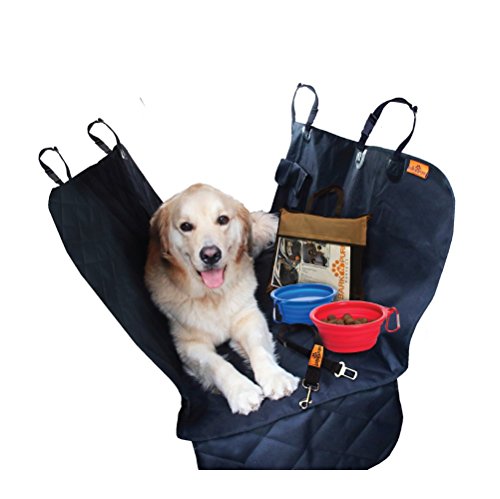 Dog car Seat Protector Cover for Cars SUV’s and Small Trucks – Anti-Slip Rear Bench Waterproof Pet Hammock for Back Seat with Side Flaps, Anchors, Seat Belt and Latch Openings, Plus 4 gifts