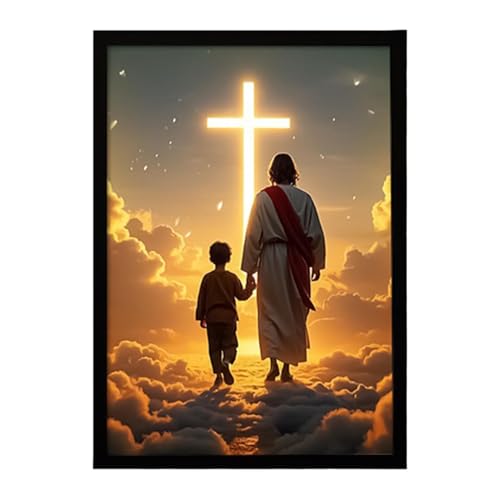 Decoración de pared de Jesús con luz de sombra del Mesías para hogar cristiano