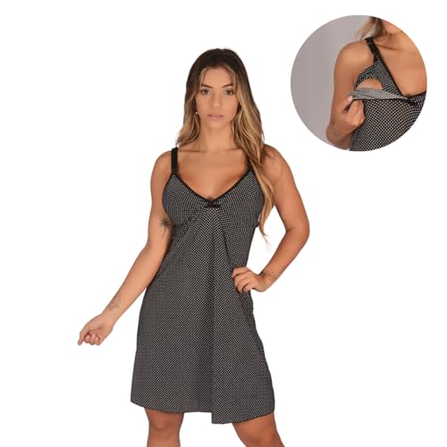Kit 1 Camisola + 3 Conjuntos (Sutiã de Amamentação + Calcinha Pós Parto) Cós Alto Feminino Gestante