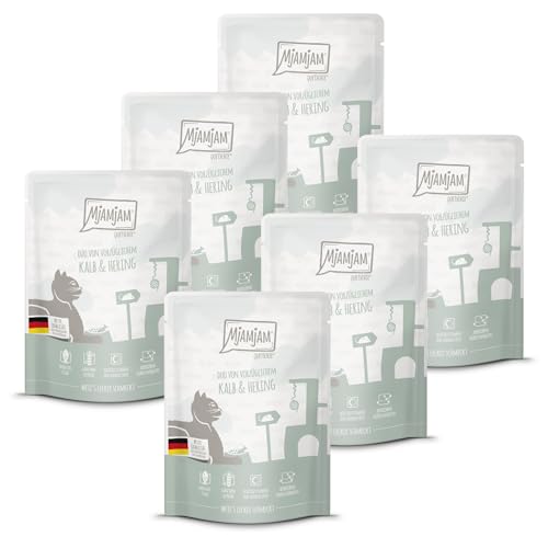 Produktbild von Mjamjam Katzen Nassfutter Quetschie DUO Kalb & Hering - 6 x 300 g