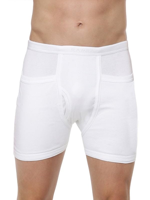poomex Men's Cotton White Pocket Trunks (Pack of 3) # Only White Colour Comfort Trunk with Two Pockets #-picture-12