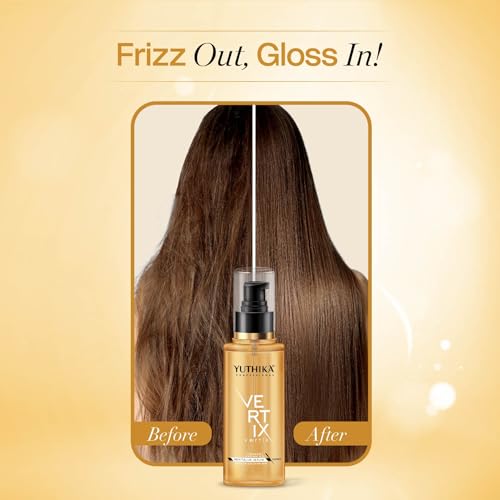 Image of Yuthika Professional Vertix Revitalize Hair Serum 100ml with Linseed & Argan Oil for Dry, Frizzy, Curly & Wavy Hair for Women & Men