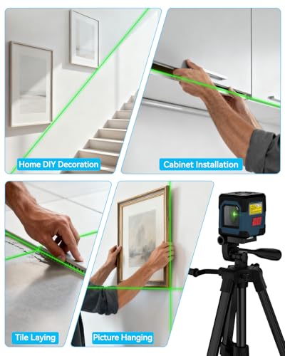 Image of Laser Level with Tripod, RockSeed Cross Line Laser with Self-Leveling, Vertical and Horizontal Line, Rotatable 360 Degree, Carrying Pouch, Battery Included