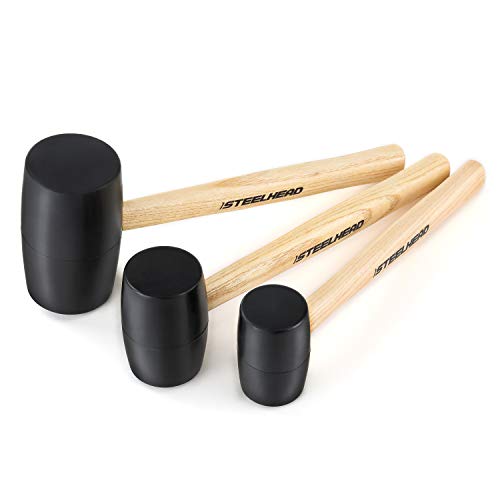 Steelhead 3-Piece Wood Handle Rubber Mallet Set | 8Oz, 16Oz & 32Oz Mallets | Lightweight & Durable, Strike-Minimizing Handles, Usa-Based Support #TOP7