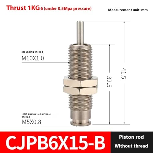 Cilindro neumático de aire CJPB mini tipo aguja de simple efecto modelo CJPB6x15-B 3