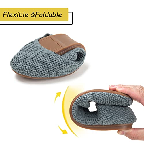 Image of Frank Mully Women's Ballet Flat Shoes Knit Dress Shoes Round Toe Slip On Ballerina Flats for Woman Low Wedge Comfort Soft
