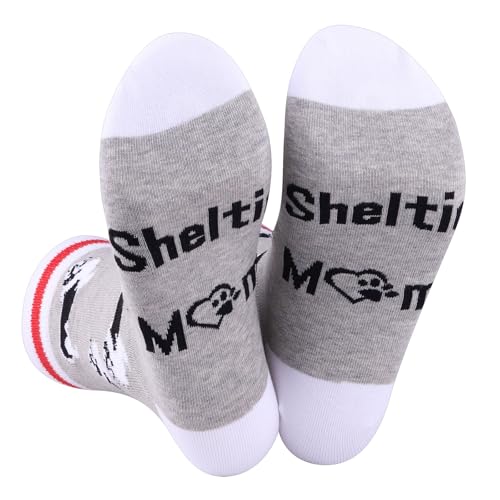 PXTIDY Sheltie Dog Mom Socks Shetland Sheepdog Dog Lovers Gift Novelty Crew Socks Sheltie Owner Gifts