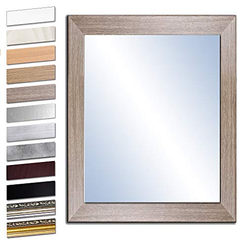 Bilderdepot24 Espejo de pared para baño, marco de madera, con cristal auténtico, roble Remo, aprox. 80 x 60 cm I SUA-6071 V-IV