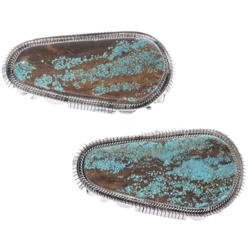 Alltribes Huge Navajo Number 8 Turquoise Sterling Belt Buckle High Grade 490 to 620 Carats Custom Hand Sawed Sterling 0172