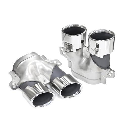 Punta escape cuádruple en acero inoxidable plata para Benz W205 acabado premium 4