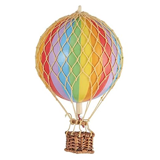 Authentic Models, Floating The Skies Air Balloon, Hanging Home Decor - 5.3 Inch Height, Historic Hot Air Balloon Model for Home Decor, Detailed Vintage Decorations to Hang from Ceiling - Rainbow