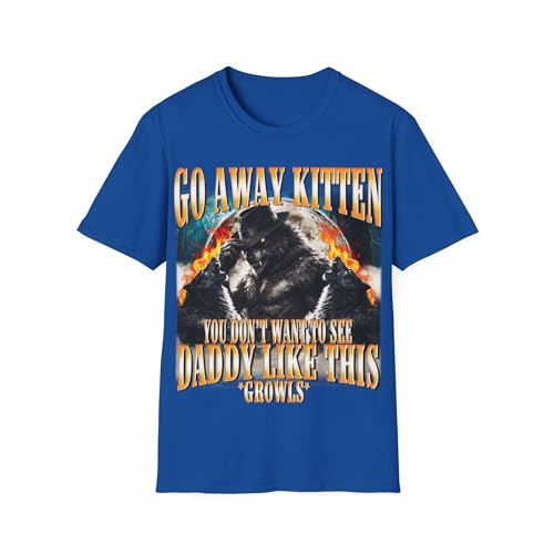 T-shirt humour Go Away Kitten marine 3XL en coton confortable pour homme et femme