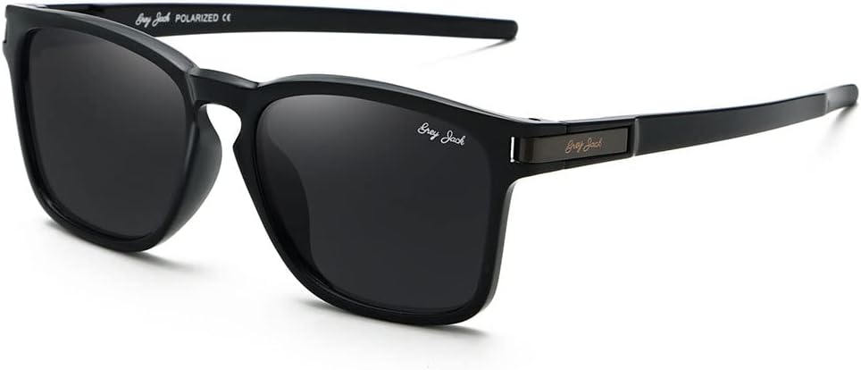 grey jack TR90 Sports Polarized Sunglasses for Men Women,Lightweight Square Classic Retro Sun Glasses GJ1902