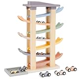 Joyreal Kugelbahn Baby Holz ab 1 2 3 Jahr - Montessori Auto Spielzeug, Kugelbahnen Holzspielzeug Kinderspielzeug Geschenk zum 1. Geburtstag Junge Mädchen Baby