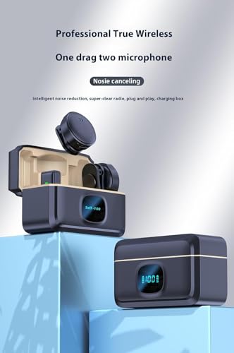 Image of Wireless mic for YouTube Round Magnetic Button Microphone with Dual Noise Reduction, Digital Display, Charging Case, Professional Recording YouTube vlogging