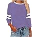 Womens Baseball T Shirts Raglan 3/4 Sleeves Tee Cotton Jersey Crewneck Tops Color Block Blouse Shirt Plus Size Blouse B-Purple