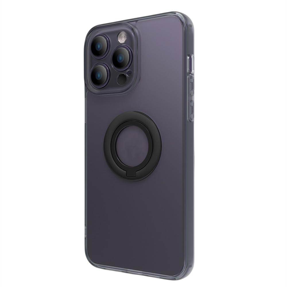Coque iPhone 11 rigide PC antichoc transparente grise avec support d'anneau
