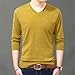 Generic Men's V-Neck Knitted Long Sleeve Clothes All-Match Shirt Top Yellow M