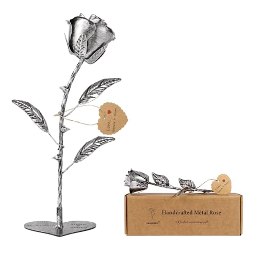 MILLOHERO Everlasting Iron Rose Handmade Metal Flower 6th for Her 6 Year Wedding Anniversary & 11th Steel Flower Gifts for Wife Husband Couples