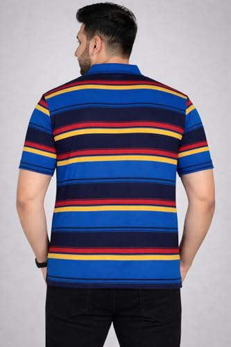 Image of INKKR Plus Size - Men Striped Polo Neck Tshirt