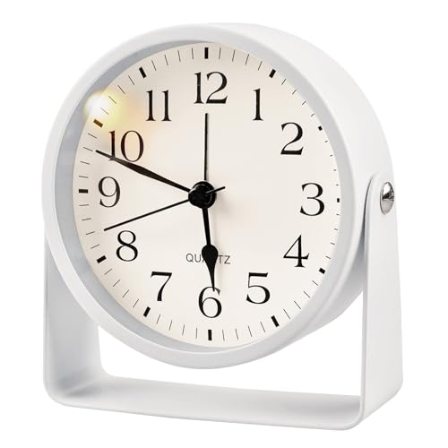 BORDEAG Wecker Analog Ohne Ticken, Wecker Ohne Ticken Mit Licht, Tischuhr Analog, Wecker...