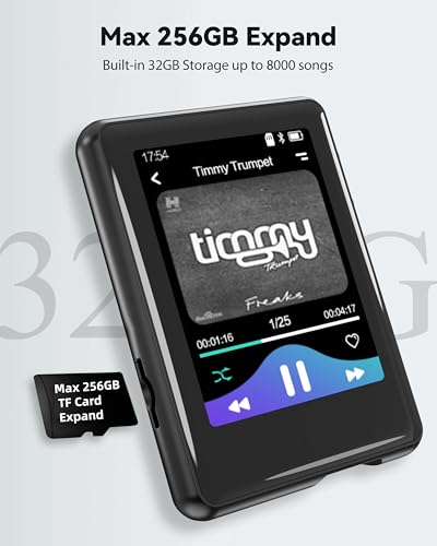 Tokemisc S7-32GB-BT-US Mp3 Player With Bluetooth 5.3, Full Touch Screen Mp3 Mp4 Music Player Built-In Speaker,Fm Radio,Voice Recorder,Ebook,Support 256Gb Tf Card,Shuffle. Earphones Included thumb #4