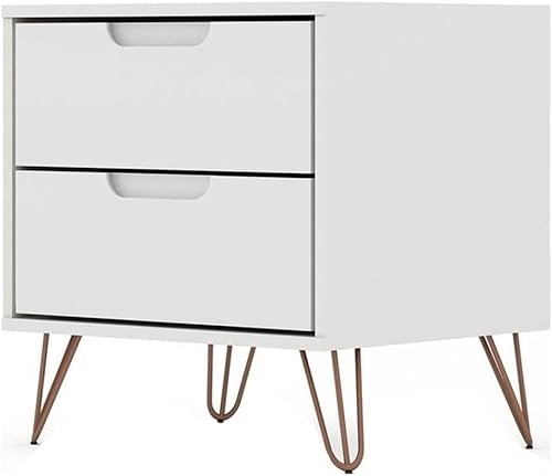 Miniatura 13 de Manhattan Comfort Rockefeller - Mesita de noche con cajones, mesa de noche moderna de mediados de siglo, organizador de almacenamiento y exhibición,