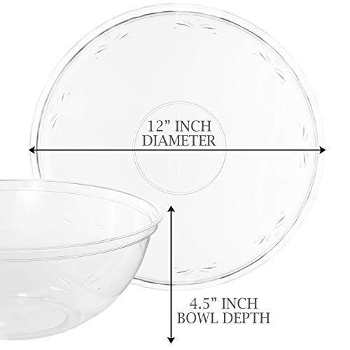 PLASTICPRO Disposable X-Large Round Serving Bowls, Clear Pack of 4