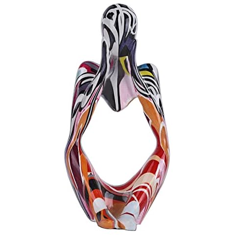 QIANLING Minimalist Abstract Mini Graffiti Thinker Statue, Colorful Art Meditation The Thinker Figurine Ornaments, Bookshelf Coffee Table Decor Home Office Desk Tabletop Living Room Decor Figurine Cover