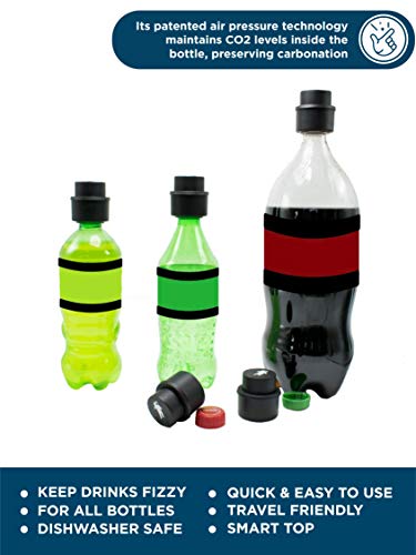 Air Lock Soda Sealer – FRESHeTECH Portable Handheld Carbonation Keeper – 5 Caps - Thumbnail 4