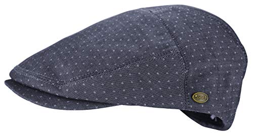 Men's Thick Cotton Summer Newsboy Cap SnapBrim Ivy Driving Stylish Hat (Denim Dot-2923, L/XL)
